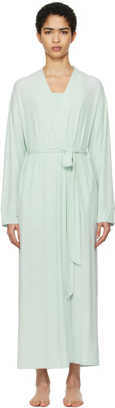 Skims Blue Soft Lounge Long Robe In Frost