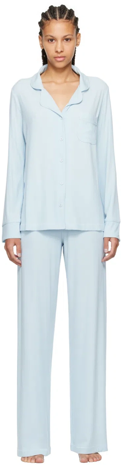 Skims Blue Soft Lounge Pyjama Set In Celeste