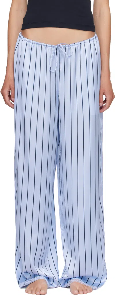 Skims Blue Woven Shine Lace Lounge Pants