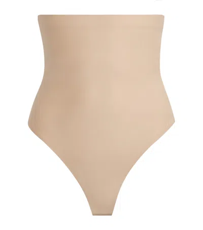 Skims Body Core Sculpt High-waist Thong In Brown