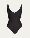 Skims Womens Onyx Scoop-neck Low-back Recycled Stretch-nylon Swimsuit In Black