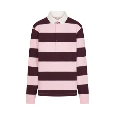 Skims Boyfriend Fleece Rugby Polo Shirt In Purple
