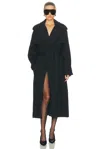 Skims Boyfriend Fleece Trench Coat In Black