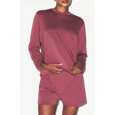 Skims Boyfriend Long Sleeve T-shirt In Burgundy