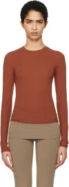 Skims Brown Fits Everybody Long Sleeve T-shirt In Saffron