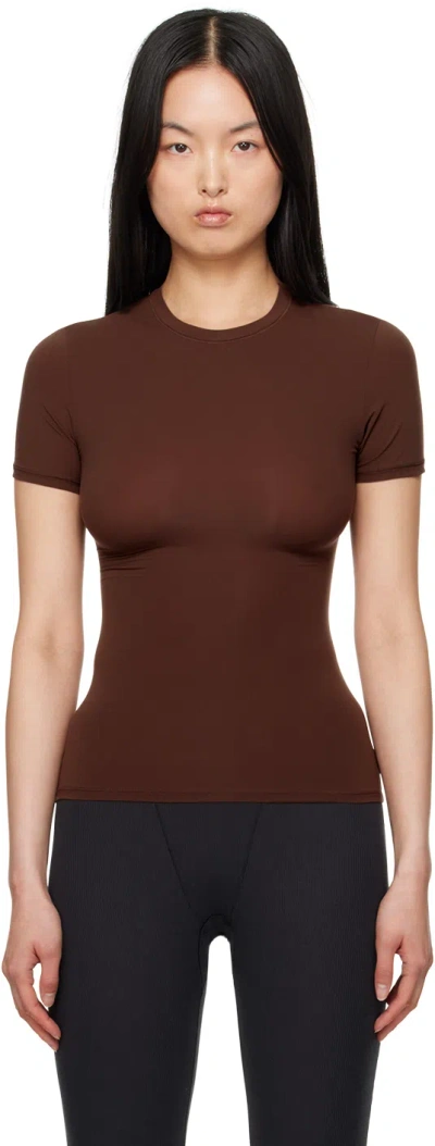 Skims Brown Fits Everybody T-shirt In Cocoa