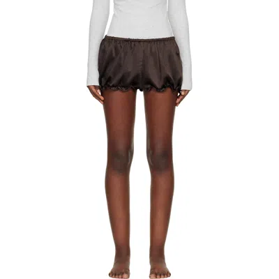 Skims Brown Lightweight Satin Bloomer Shorts