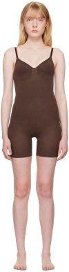 Skims Womens Cocoa Sculpt Ruched Stretch-woven Body In Cocoa