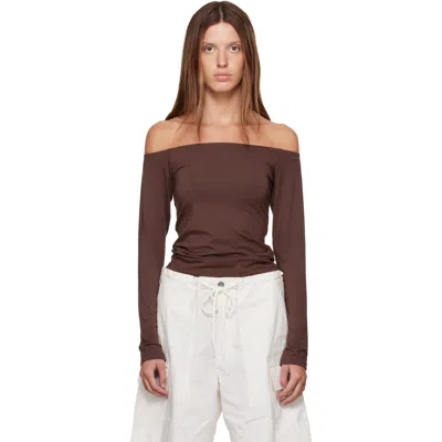 Skims Brown Smooth Layers Off The Shoulder Top In Cocoa