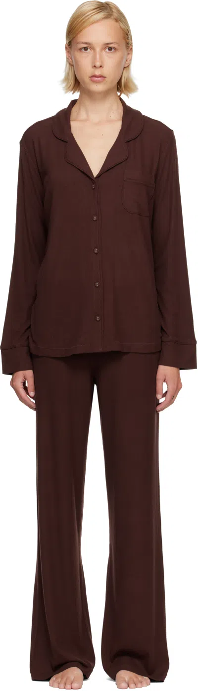 Skims Brown Soft Lounge Sleep Pyjama Set