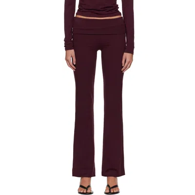 Skims Burgundy Cotton Jersey Foldover Lounge Pants In Currant