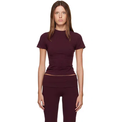 Skims Burgundy Cotton Jersey T-shirt In Currant