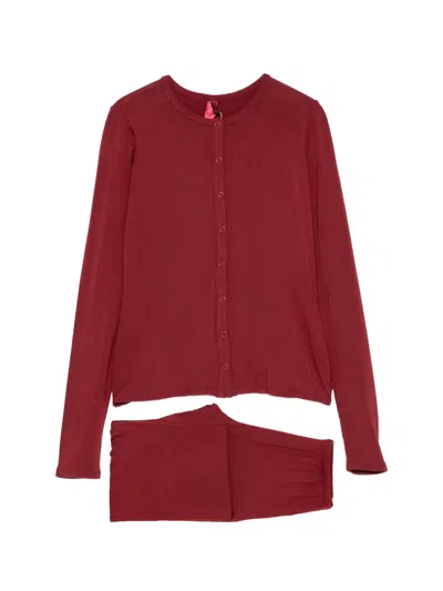 Skims Button-up Long-sleeve Pajamas In Red