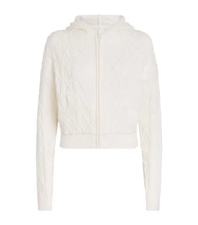 Skims Cable-knit Snow Bunny Zip-up Hoodie In Neutral