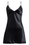 Skims Heavy Stretch Satin Cami Mini Dress In Black