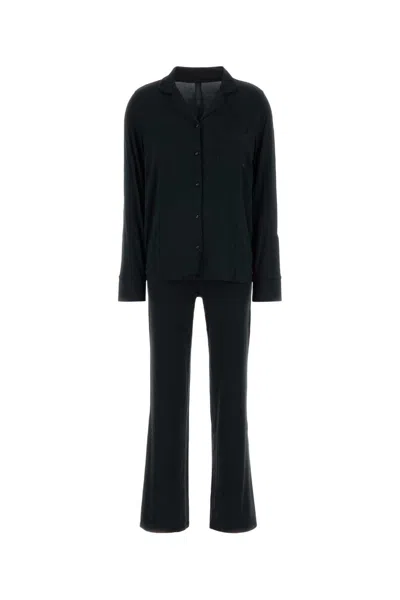 Skims Charcoal Stretch Mini T-shirt Sleep Set In Black
