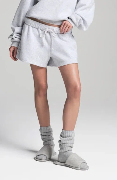 Skims Classic Cotton Fleece Shorts In Light Heather Grey