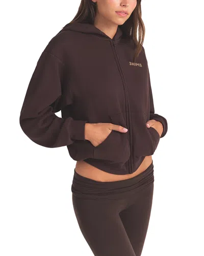 Skims Classic Logo Zip Up Hoodie In Brown