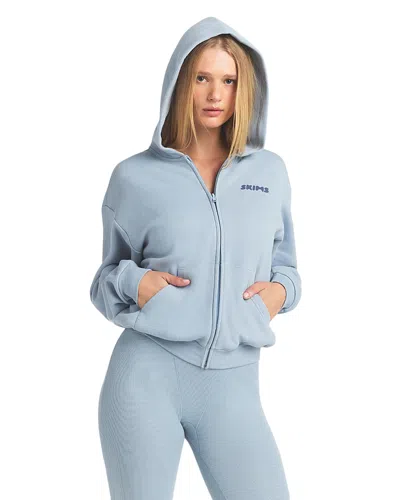 Skims Classic Logo Zip Up Hoodie In Blue