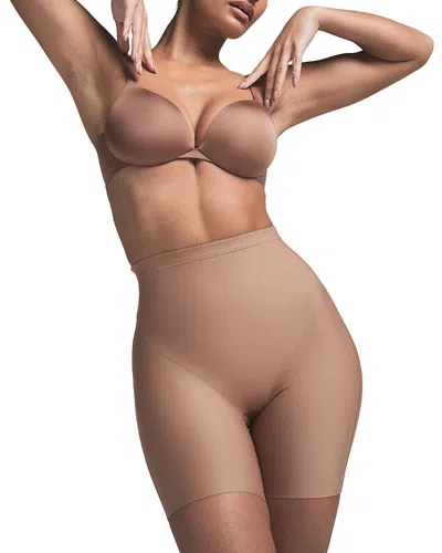 Skims Core Sculpt Mid Rise Shorts In Brown