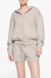 Skims Cotton Blend Classic Fleece Zip-up Hoodie In Oatmeal Heather