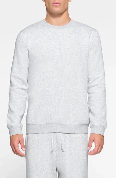 Skims Cotton Blend Crewneck Sweatshirt In Light Heather Grey