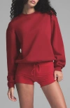 Skims Cotton Blend Fleece Classic Crew Sweatshirt In Brick