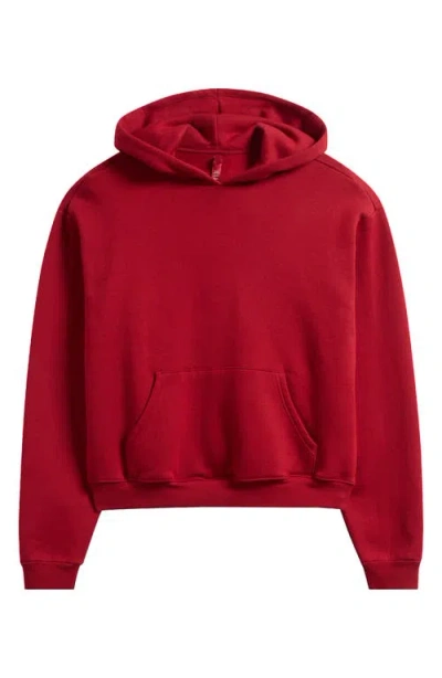 Skims Cotton Blend Fleece Classic Pullover Hoodie In Brick