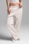 Skims Cotton Blend Fleece Classic Straight Leg Pants In Oatmeal Heather