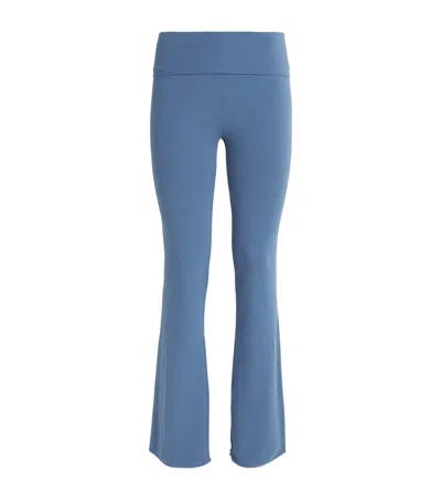 Skims Cotton-blend Jersey Foldover Trousers In Blue
