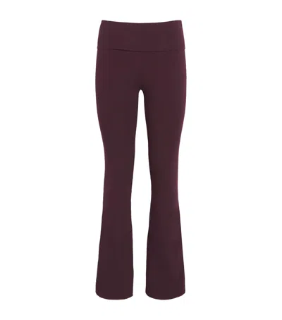 Skims Stretch-cotton Jersey Foldover Pants In Burgundy