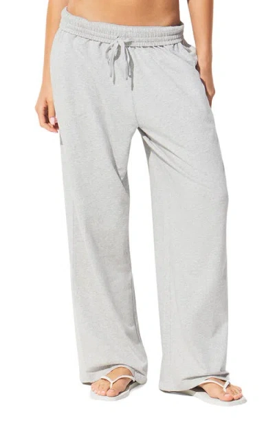 Skims Cotton Blend Jersey Wide Leg Pants In Gray