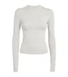 Skims Cotton-blend Long-sleeve T-shirt In Grey