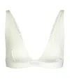 Skims Plunge Ribbed Cotton-blend Jersey Bralette In Ivory