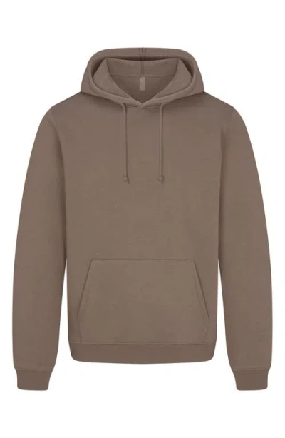 Skims Cotton Blend Pullover Hoodie In Truffle