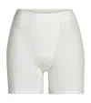 Skims Cotton-blend Ribbed Boxer Shorts In Ivory