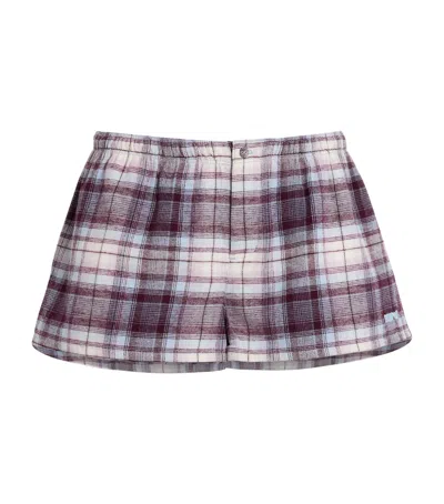 Skims Cotton Check Boxer Sleep Shorts