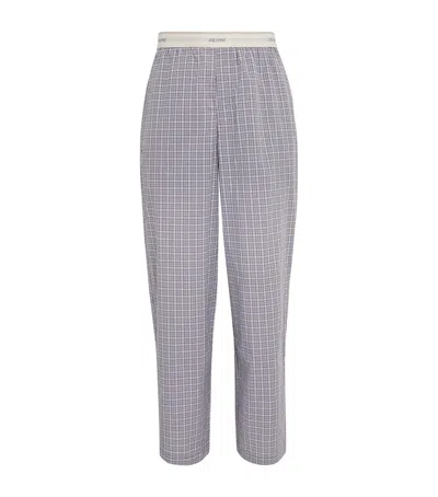 Skims Cotton Check Pyjama Bottoms In Gray