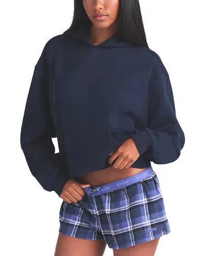 Skims Cotton Flannel Sleep Shorts In Multi