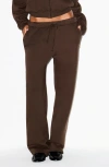 Skims Cotton Fleece Blend Classic Straight Leg Pants In Brown