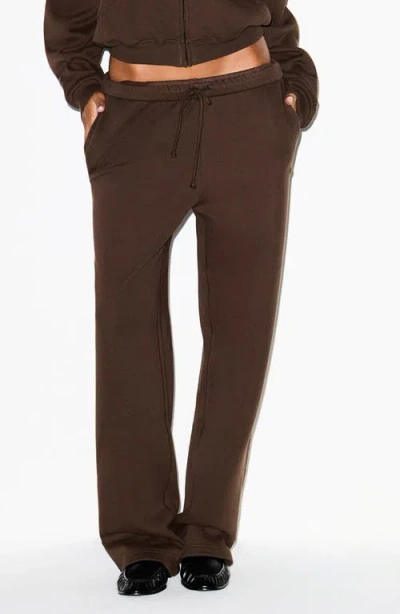 Skims Cotton Fleece Blend Classic Straight Leg Pants In Brown