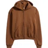Skims Cotton Fleece Blend Classic Zip-up Hoodie In Brown