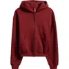 Skims Cotton Fleece Blend Classic Zip-up Hoodie In Burgundy