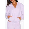 Skims Cotton Fleece Blend Classic Zip-up Hoodie In Purple