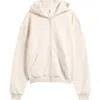 Skims Cotton Fleece Blend Classic Zip-up Hoodie In White