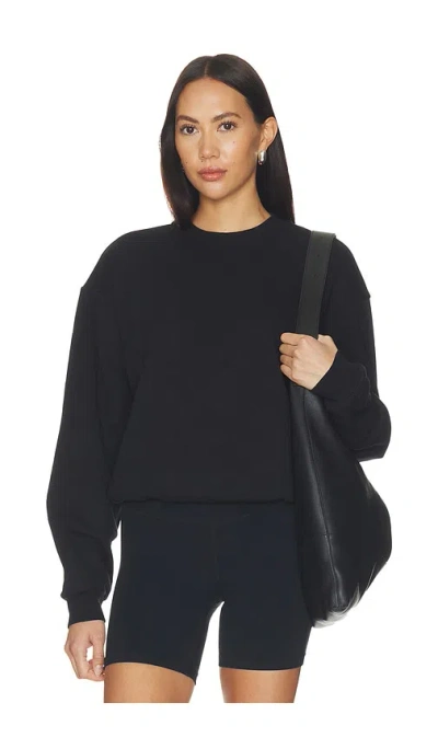 Skims Cotton Fleece Classic Crewneck In Black