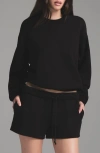 Skims Cotton Fleece Classic Crewneck Sweatshirt In Onyx