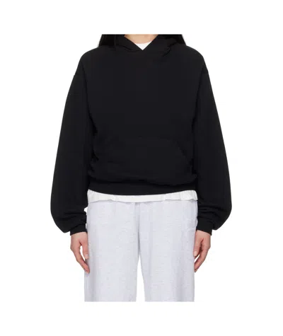 Skims Cotton Fleece Classic Hoodie In Onyx