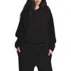 Skims Cotton Fleece Full Zip Hoodie In Onyx