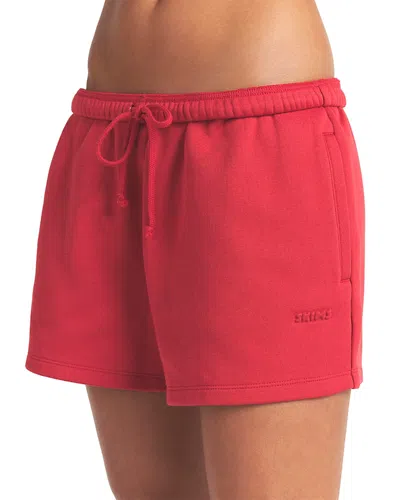 Skims Cotton Fleece Classic Shorts In Red